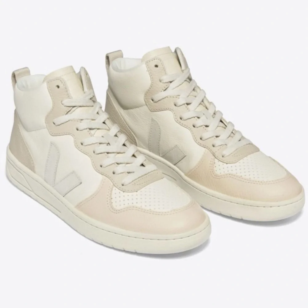 NIB Veja V-15 Leather Sneakers Sz 7 EU 38 Cashew Pierre Multicolor Hightops